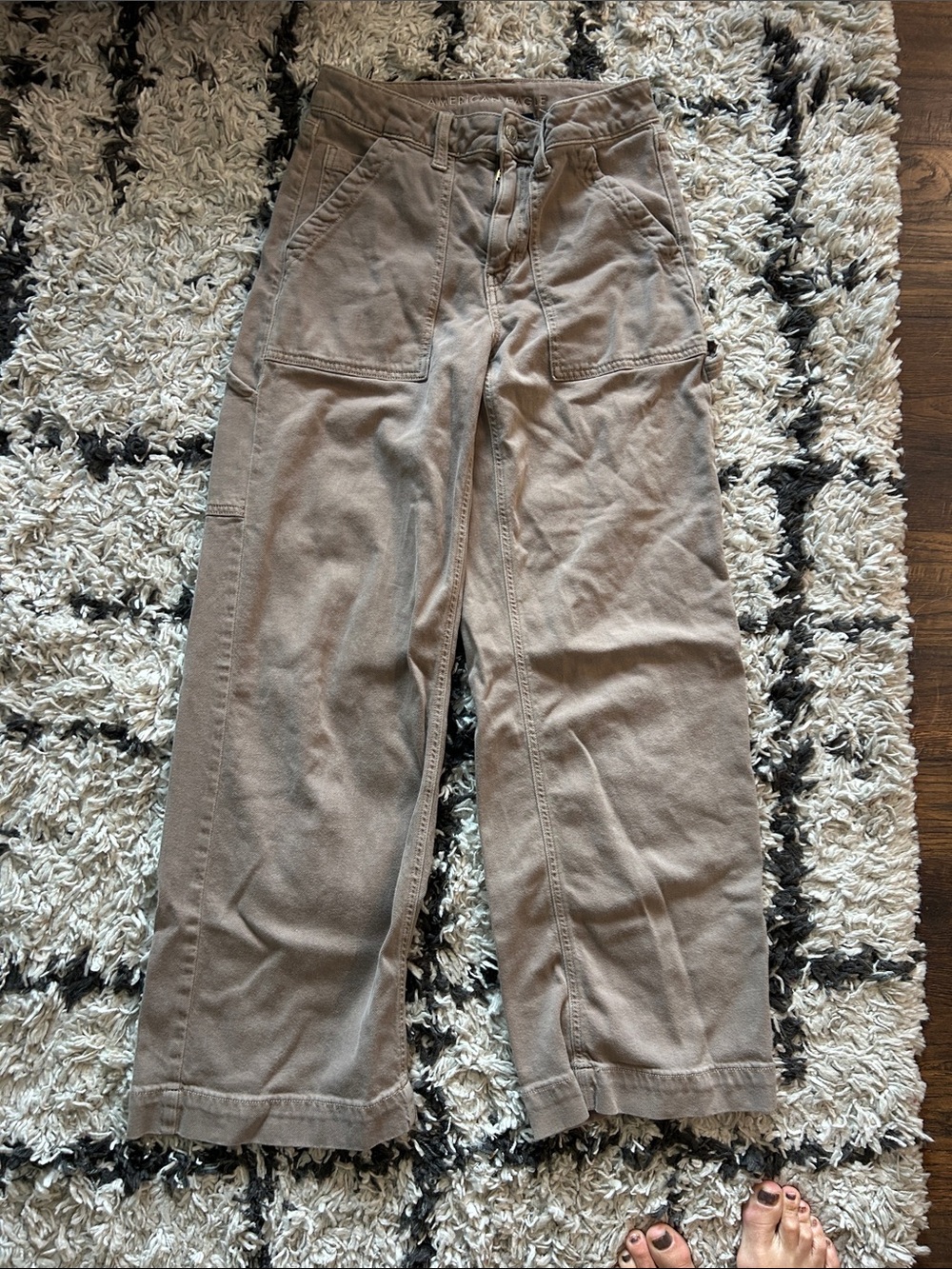 American Eagle Outfitters Women's Wide-Leg Utility Pants in Taupe